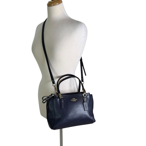 Coach Leather Christie Carryall Shoulder Bag Navy and Gold Hardware - Picture 2 of 16